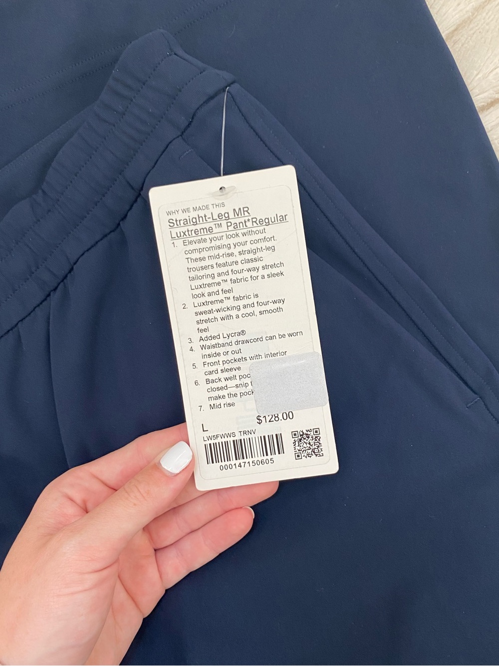 NWT Lululemon Straight-Leg Mid-Rise Luxtreme Pant Regular True Navy Sz L - Picture 9 of 9